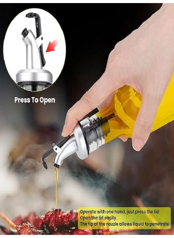 LIVVY Glass Oil Dispenser Bottle with Pourer, Transparent Square Vinegar and Olive Oil Bottle for Kitchen, Leak Proof Sauce and Cooking Oil Container (2 Pack) - Image 3